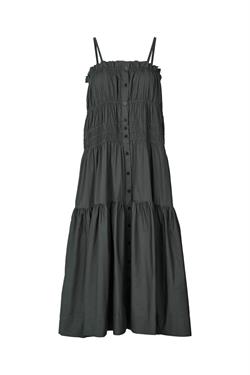 Rabens Saloner Kjole - LUZ Varied Gathering Dress, Dark Denim